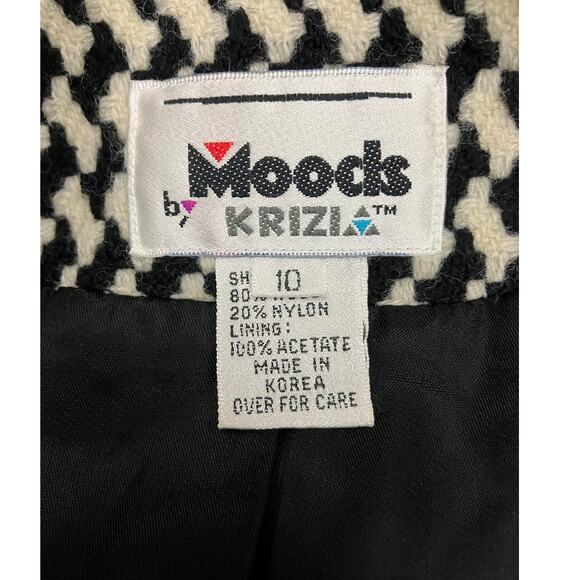 Moods by Krizia Women's B/W Houndstooth Wool Blend Button Front Blazer SZ 10 VTG - Picture 11 of 13